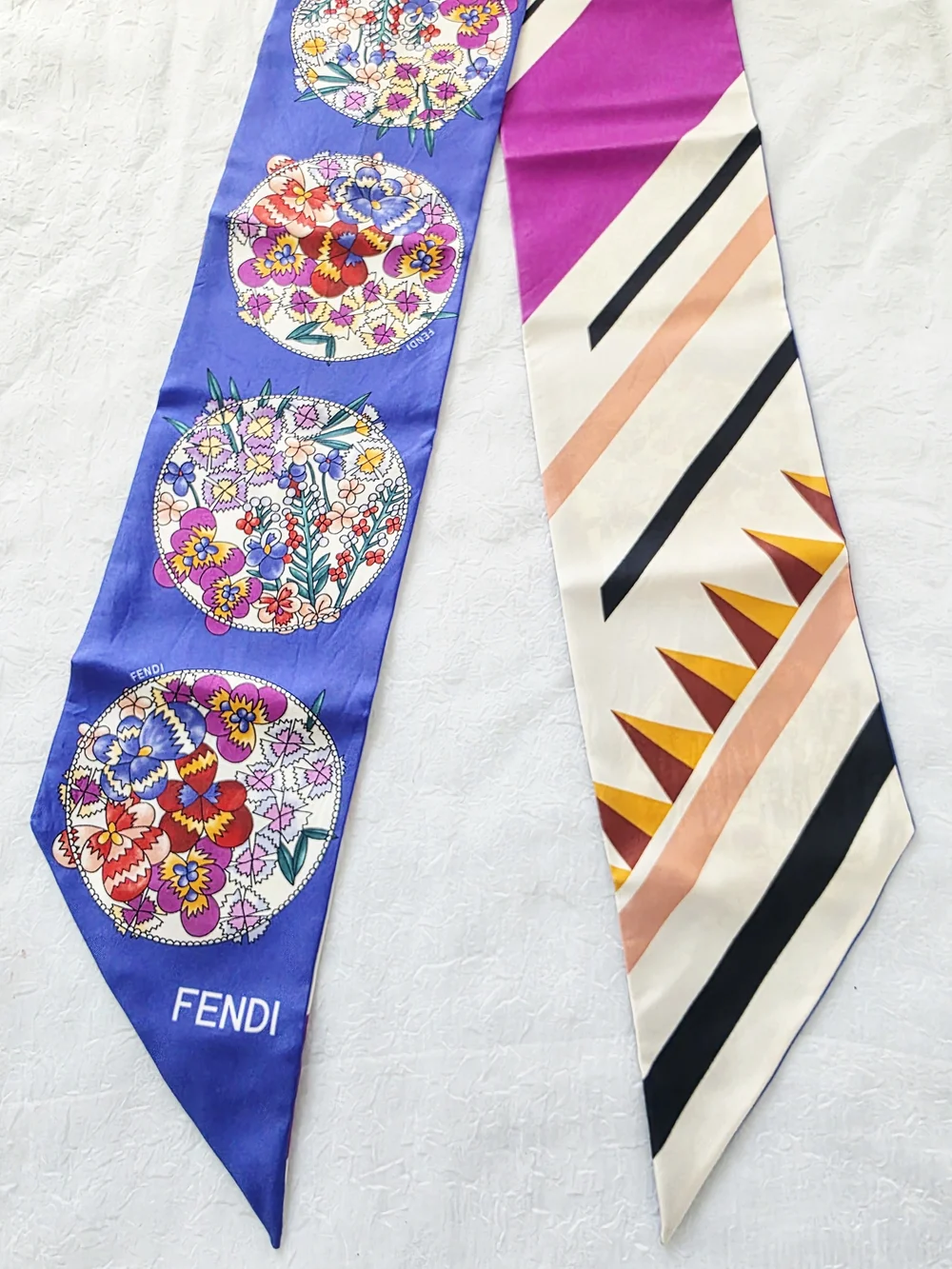 Auth Fendi Floral Maxi Wrappy Silk  Twilly